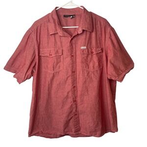 Rocawear Mens Red Short Sleeve‎ Button Up Shirt Embroidered Logo Size 2X Large